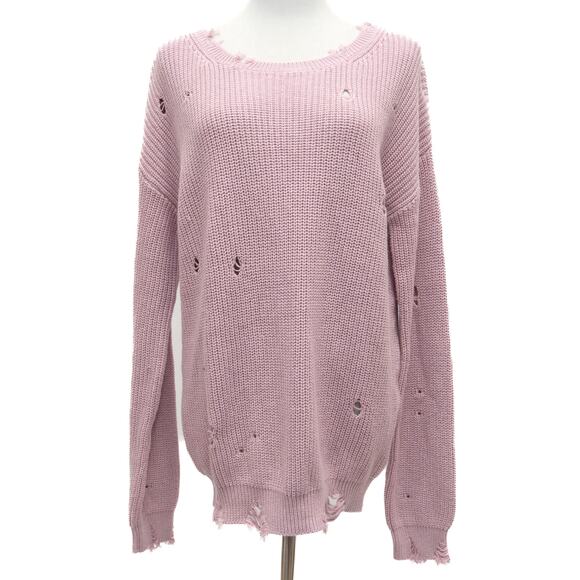 Revolve One Grey Day Purple Cashmere Blend Distressed Sweater Size Medium - Picture 1 of 11